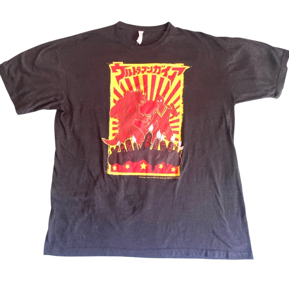 Vintage Ultraman Gaia T-Shirt XL 1998 Dark Heather Gray Tsuburaya Productions